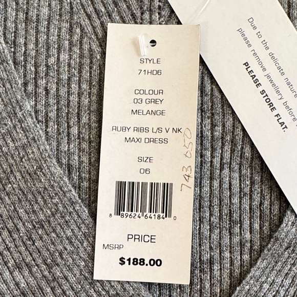 French Connection Charcoal Long Sleeve Bodycon Dress Size 6 NWT - Picture 5 of 8